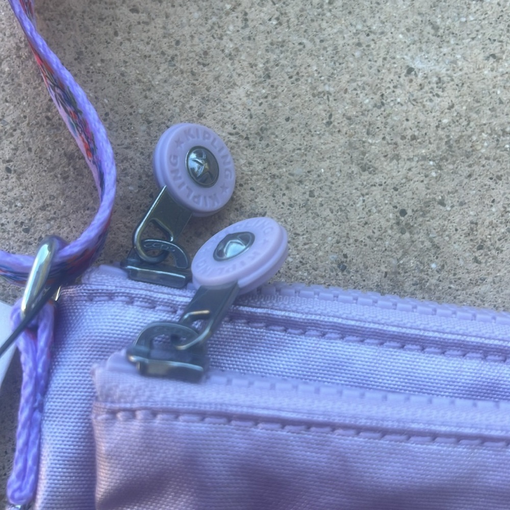 KIPLiNG Mikaela Loving Flowers Metallic Light Lilac Purple Crossbody Purse NWT - Picture 4 of 9
